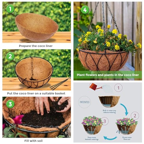 COIR GARDEN Coco Fiber Liner Hanging Planter Coir Pots Basket (Brown, 8 Inch) - 6 Pieces - Image 4