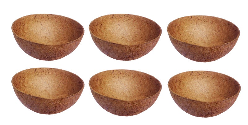 COIR GARDEN Coco Fiber Liner Hanging Planter Coir Pots Basket (Brown, 8 Inch) - 6 Pieces - Image 1