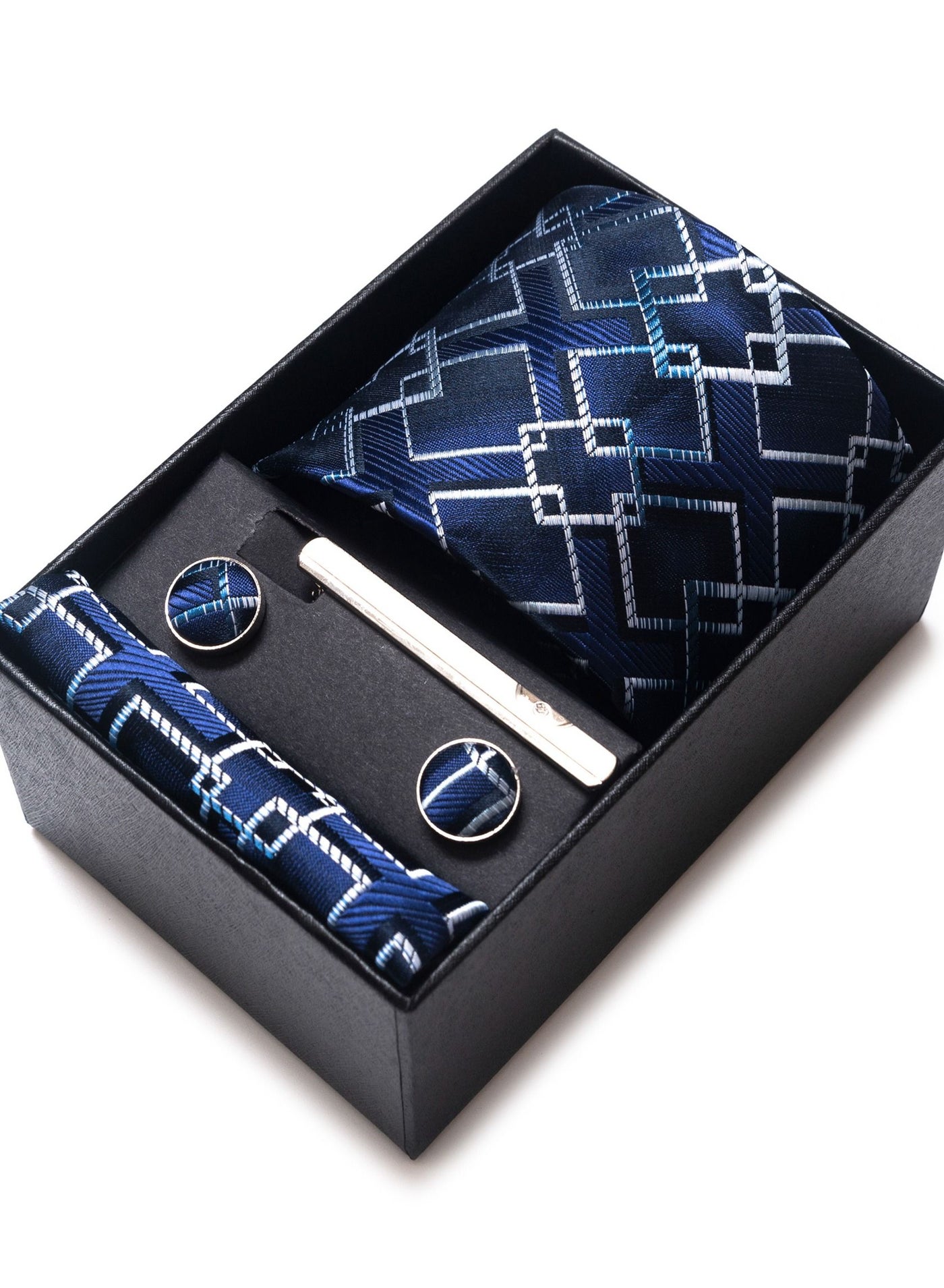 Fashionable Geometric Patterned Necktie Suit Gift Box Set