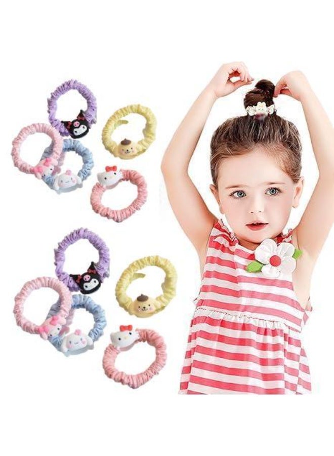 10 قطع لطيف العلاقات الشعر الكرتون الشعر Scrunchies للنساء ، حامل ذيل الحصان لطيف للشعر الكثيف ، اكسسوارات الشعر للنساء الفتيات - Image 1