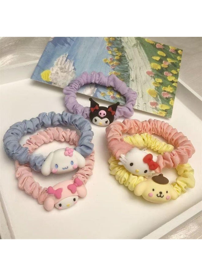 10 قطع لطيف العلاقات الشعر الكرتون الشعر Scrunchies للنساء ، حامل ذيل الحصان لطيف للشعر الكثيف ، اكسسوارات الشعر للنساء الفتيات - Image 4