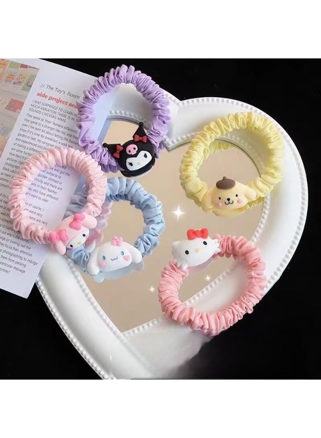 10 قطع لطيف العلاقات الشعر الكرتون الشعر Scrunchies للنساء ، حامل ذيل الحصان لطيف للشعر الكثيف ، اكسسوارات الشعر للنساء الفتيات - Image 2