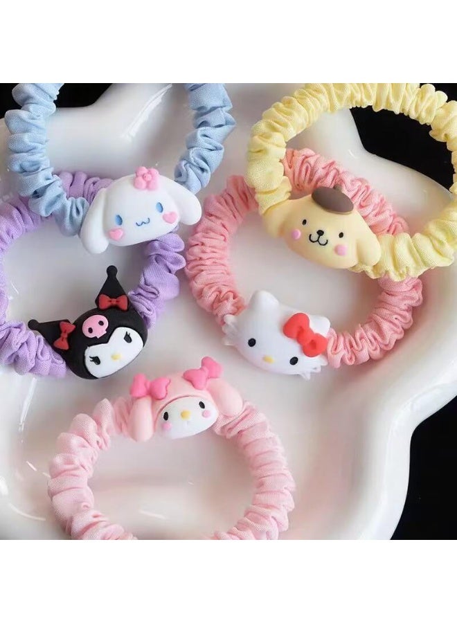 10 قطع لطيف العلاقات الشعر الكرتون الشعر Scrunchies للنساء ، حامل ذيل الحصان لطيف للشعر الكثيف ، اكسسوارات الشعر للنساء الفتيات - Image 5