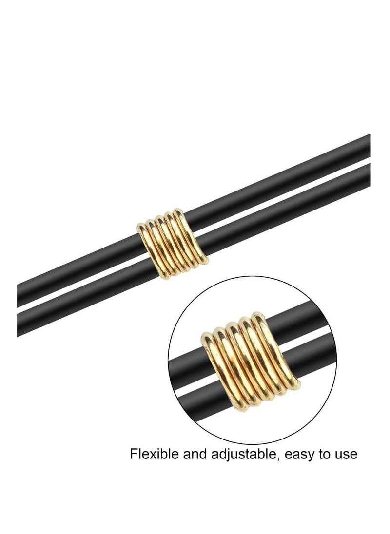 Y&D - Eyeglass Chain Ends Adjustable Rubber 40 Pieces, Spectacle End Connectors for Eye Glasses Holder Necklace Loop Anti-Slip (Black and Gold) - Image 1