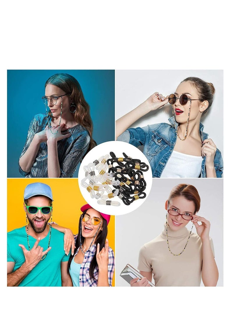 Y&D - Eyeglass Chain Ends Adjustable Rubber 40 Pieces, Spectacle End Connectors for Eye Glasses Holder Necklace Loop Anti-Slip (Black and Gold) - Image 1
