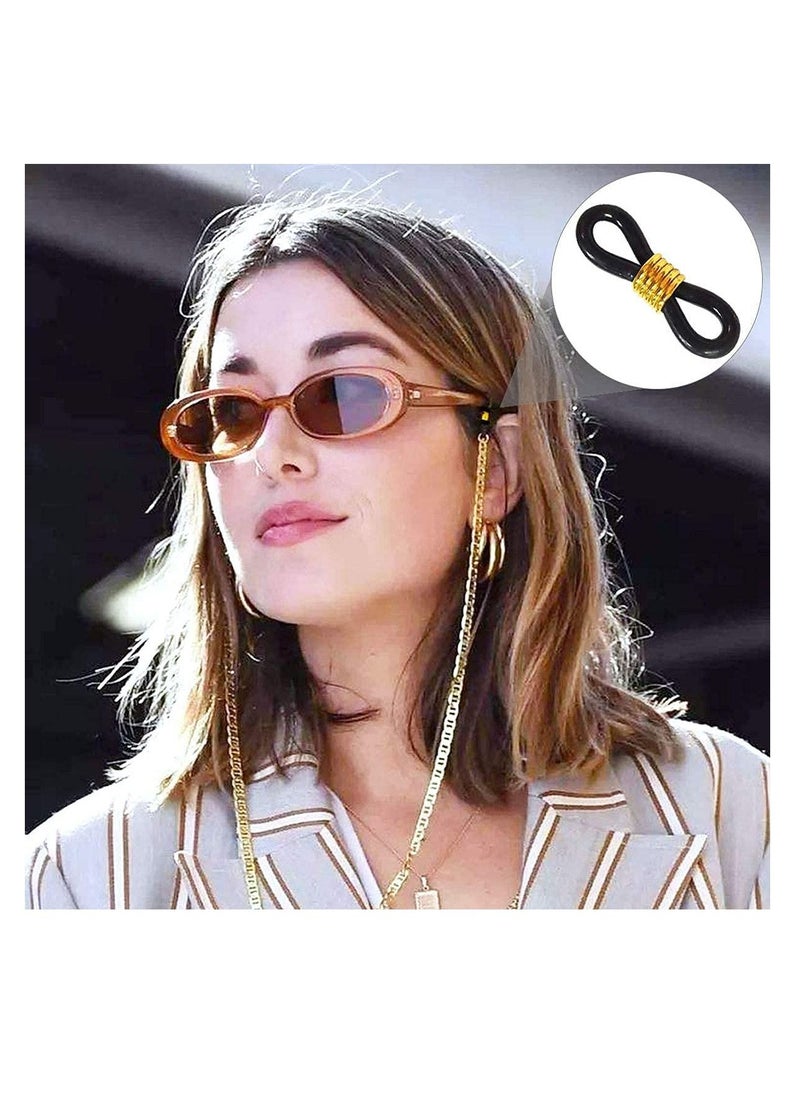 Y&D - Eyeglass Chain Ends Adjustable Rubber 40 Pieces, Spectacle End Connectors for Eye Glasses Holder Necklace Loop Anti-Slip (Black and Gold) - Image 1