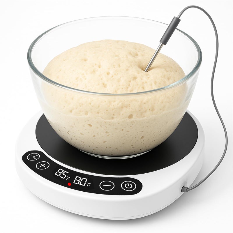 Risecret Pro 2026 Larger Sourdough Starter And Dough Warmerâ€“ Upgraded with Real-Time Dough Probe, Dual-Temp Display, 70-110Â°F Precision Control, 24H Timer Game Changer For Home Bakers White Wood - Image 1