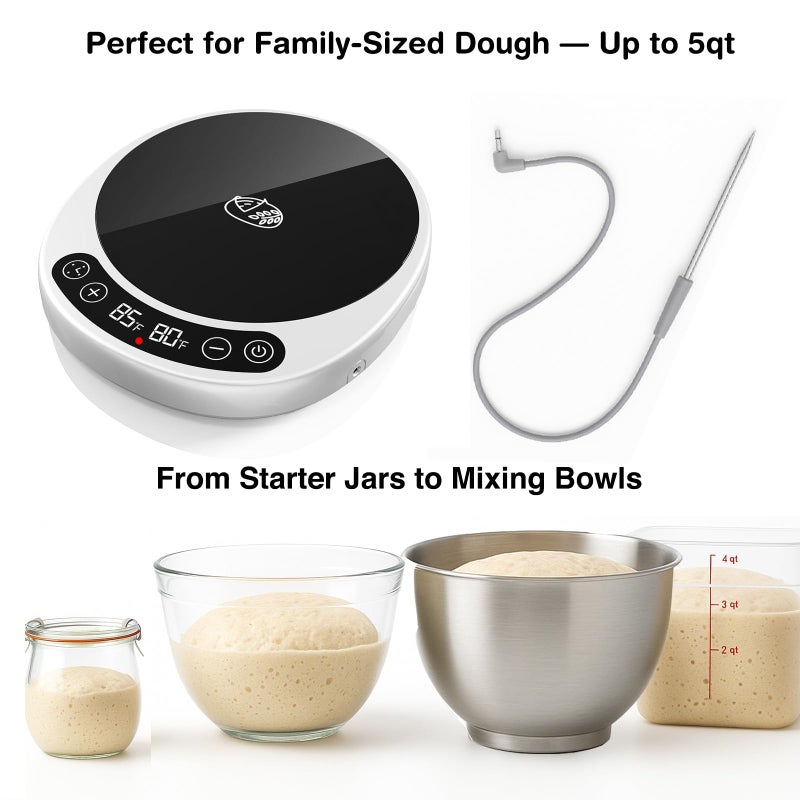 Risecret Pro 2026 Larger Sourdough Starter And Dough Warmerâ€“ Upgraded with Real-Time Dough Probe, Dual-Temp Display, 70-110Â°F Precision Control, 24H Timer Game Changer For Home Bakers White Wood - Image 2
