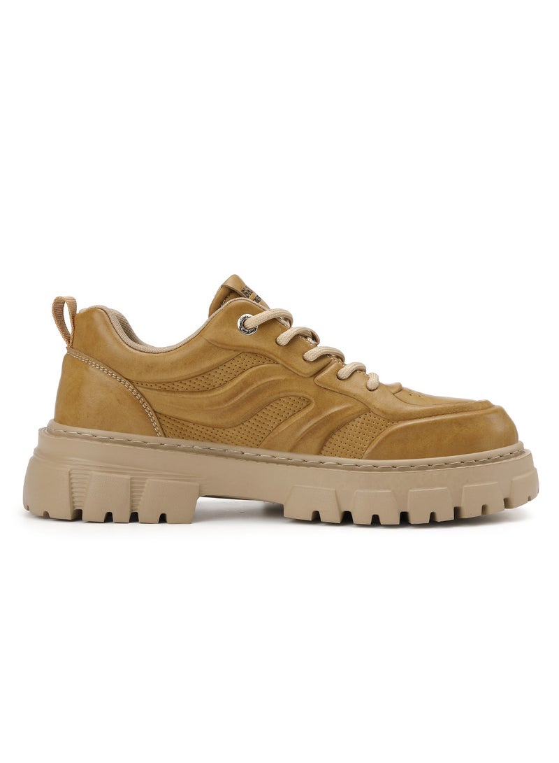 Sky View SKY VIEW Men's Fashion Shoes Low Top Platform Light Martin Boots Casual Athletic Hiking Shoes Chunky Walking Sneakers For Men Yellow-03  - Image 2