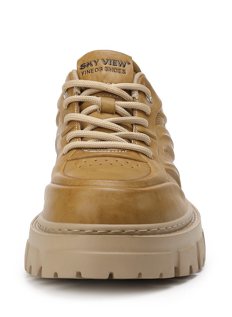 Sky View SKY VIEW Men's Fashion Shoes Low Top Platform Light Martin Boots Casual Athletic Hiking Shoes Chunky Walking Sneakers For Men Yellow-03  - Image 3