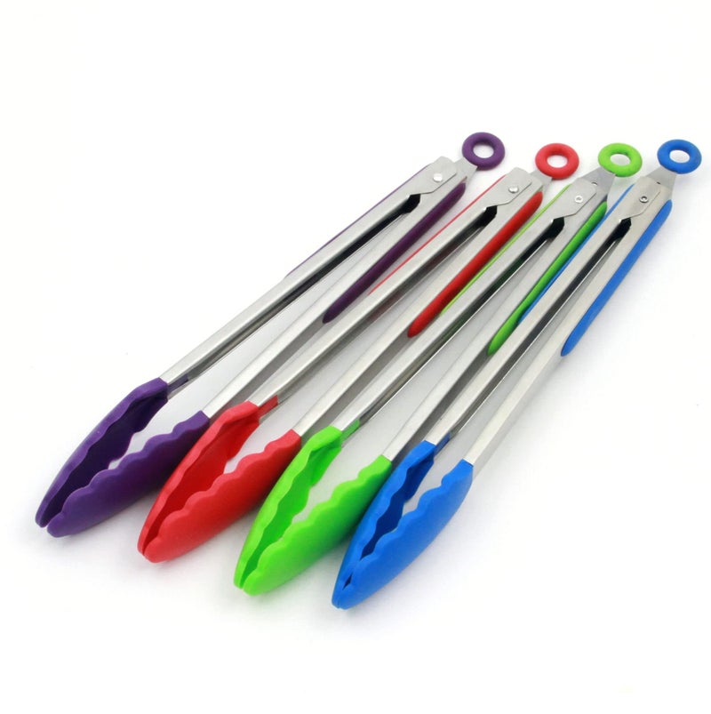 Chef Craft Premium Silicone Cooking Tongs, 12 inch, Purple - Image 4