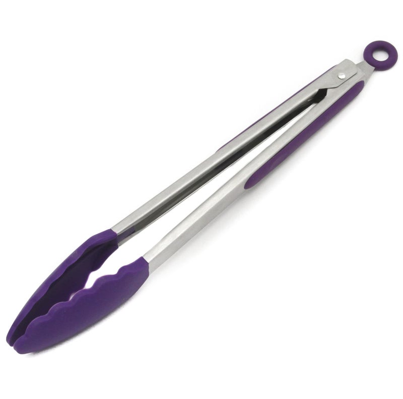 Chef Craft Premium Silicone Cooking Tongs, 12 inch, Purple - Image 1