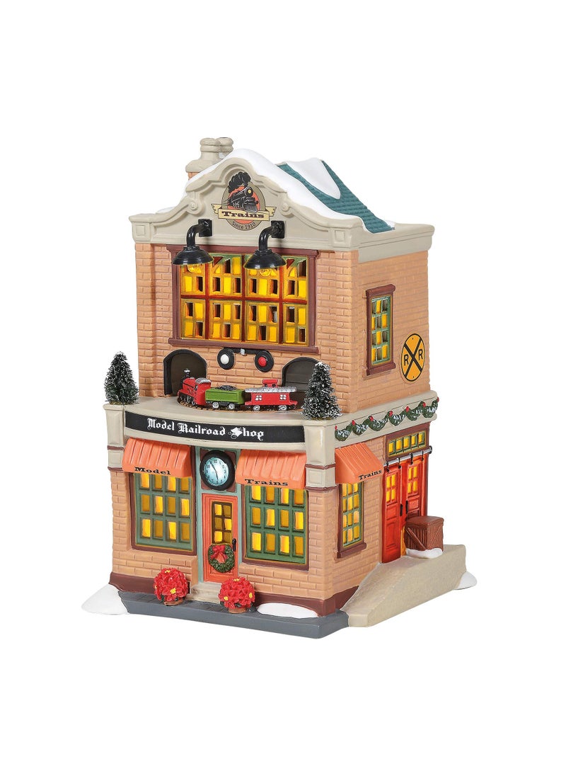 Department 56 Department 56 Porcelain Christmas in The City Village Model Railroad Shop Lit Building 787 Inch Multicolor 