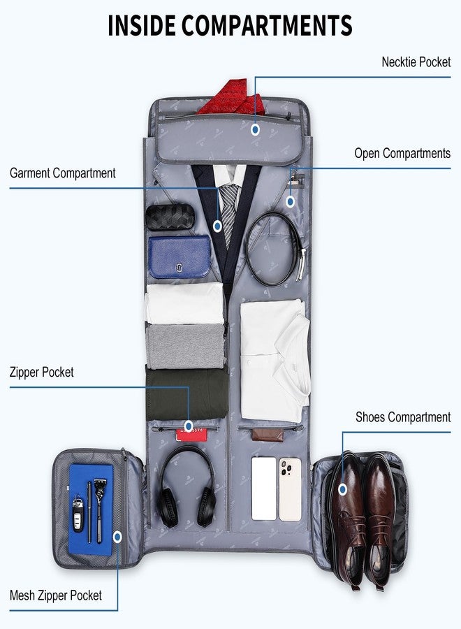 WITZMAN Garment Duffle Bags for Travel Mens Large Convertible Carry On Suit Garment Bag for Men Hanging Clothes with Shoe Compartment（B725 Black） - Image 3