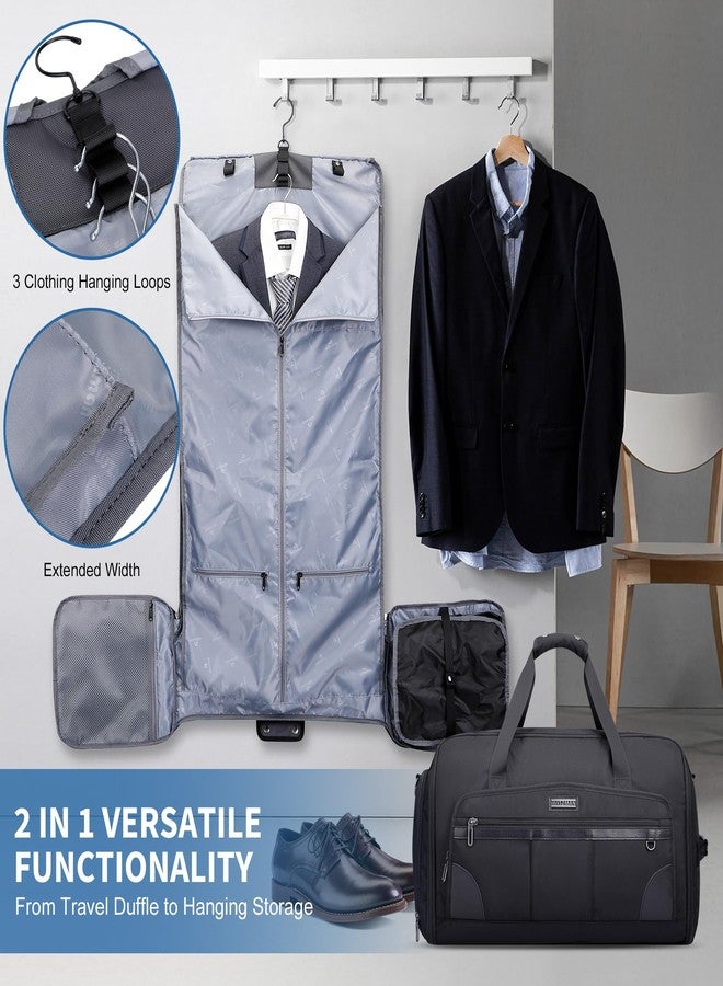 WITZMAN Garment Duffle Bags for Travel Mens Large Convertible Carry On Suit Garment Bag for Men Hanging Clothes with Shoe Compartment（B725 Black） - Image 4