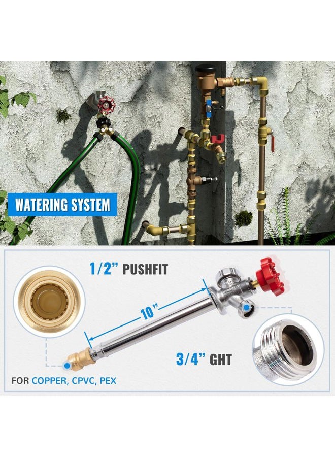 SUNGATOR Push Fit Frost Free Sillcock Water Tap, 10'' Anti-Siphon Hydrant, 3/4-Inch Hose Bibb x 1/2-Inch Push Adapter, No Lead Brass Valve with Tape & Disconnect Clip, Push-to-Connect - Image 5