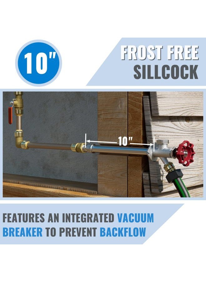 SUNGATOR Push Fit Frost Free Sillcock Water Tap, 10'' Anti-Siphon Hydrant, 3/4-Inch Hose Bibb x 1/2-Inch Push Adapter, No Lead Brass Valve with Tape & Disconnect Clip, Push-to-Connect - Image 3