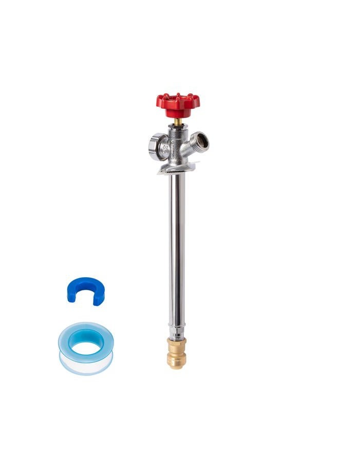 SUNGATOR Push Fit Frost Free Sillcock Water Tap, 10'' Anti-Siphon Hydrant, 3/4-Inch Hose Bibb x 1/2-Inch Push Adapter, No Lead Brass Valve with Tape & Disconnect Clip, Push-to-Connect - Image 1