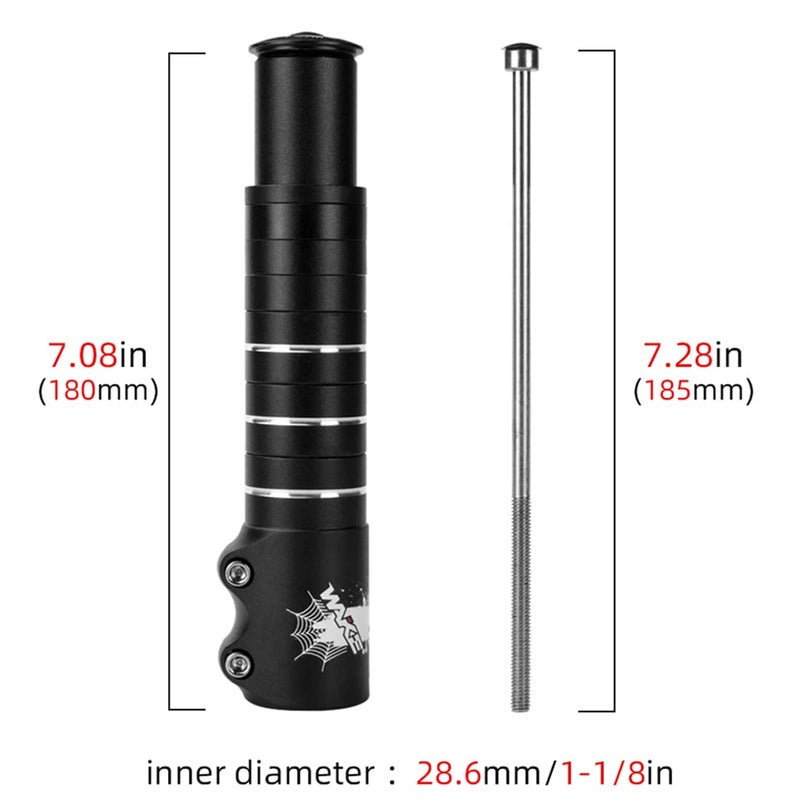 Outdoor Bike Stem Riser Wake Bike Fork Stem Extender Bicycle Handlebar Raiser Head Up Adapter Suitable for Mountain Bike, Road Bike, MTB, BMX (Aluminium Alloy, Adjustable, Black) - Image 3