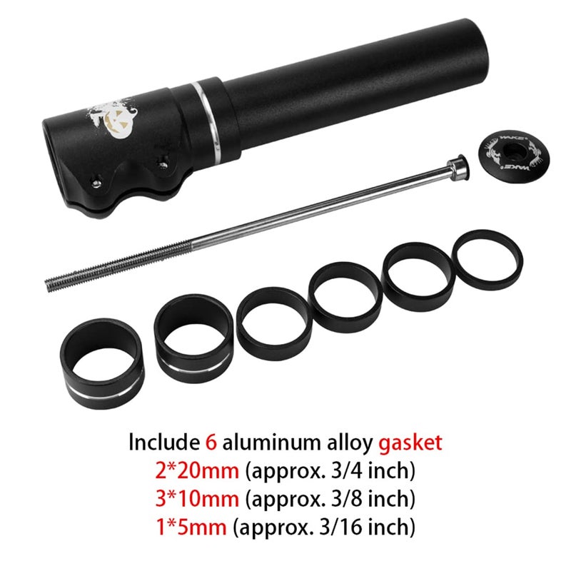 Outdoor Bike Stem Riser Wake Bike Fork Stem Extender Bicycle Handlebar Raiser Head Up Adapter Suitable for Mountain Bike, Road Bike, MTB, BMX (Aluminium Alloy, Adjustable, Black) - Image 2