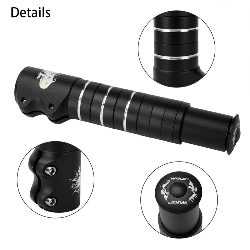 Outdoor Bike Stem Riser Wake Bike Fork Stem Extender Bicycle Handlebar Raiser Head Up Adapter Suitable for Mountain Bike, Road Bike, MTB, BMX (Aluminium Alloy, Adjustable, Black) - Image 5