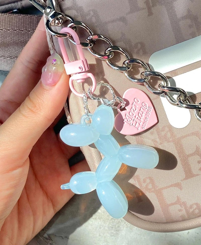 LAEKOU Jelly Balloon Dog Design Keychain for Women, Cute Girls Key Chain, Bag Charms Accessories for Car Purse Backpack - Image 5