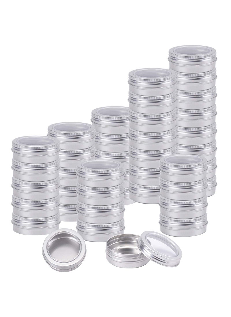 Foraineam Foraineam 30 Pack 4 oz Round Tins Screw Top Tin Cans with Clear Window Silver Metal Spice Containers Aluminum Travel Storage Jars for Kitchen Office Candies Gifts Arts  Crafts 