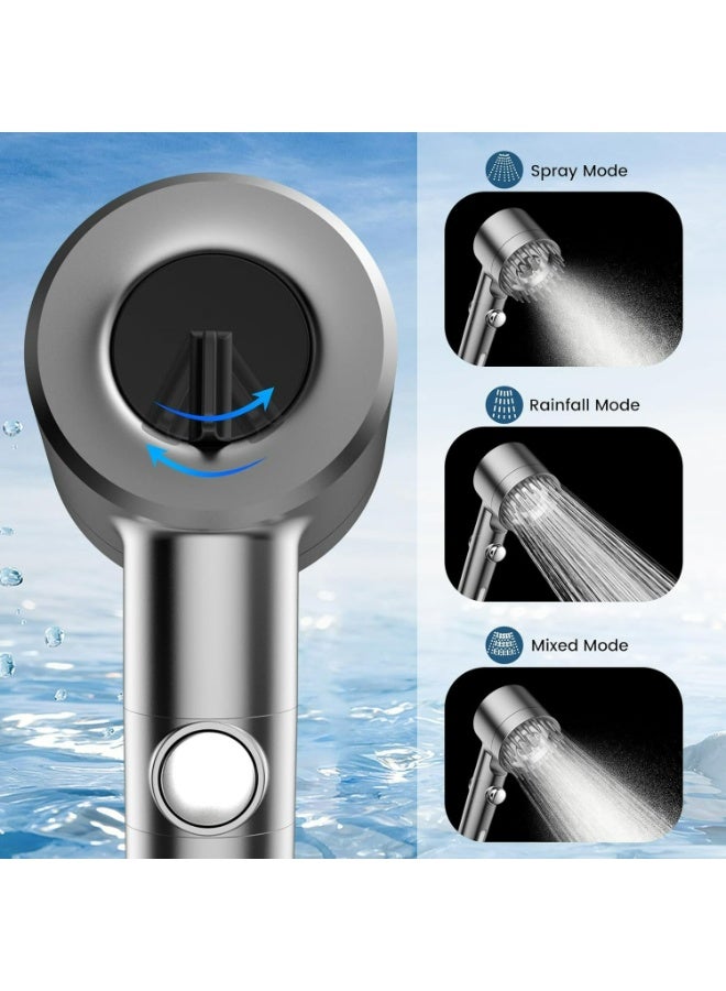 رأس دش يدوي مزود بفلتر – ضغط عالي، 3 أوضاع رش، مناسب للمياه العسرة، مفتاح تشغيل/إيقاف للاستحمام للحيوانات الأليفة - Image 5