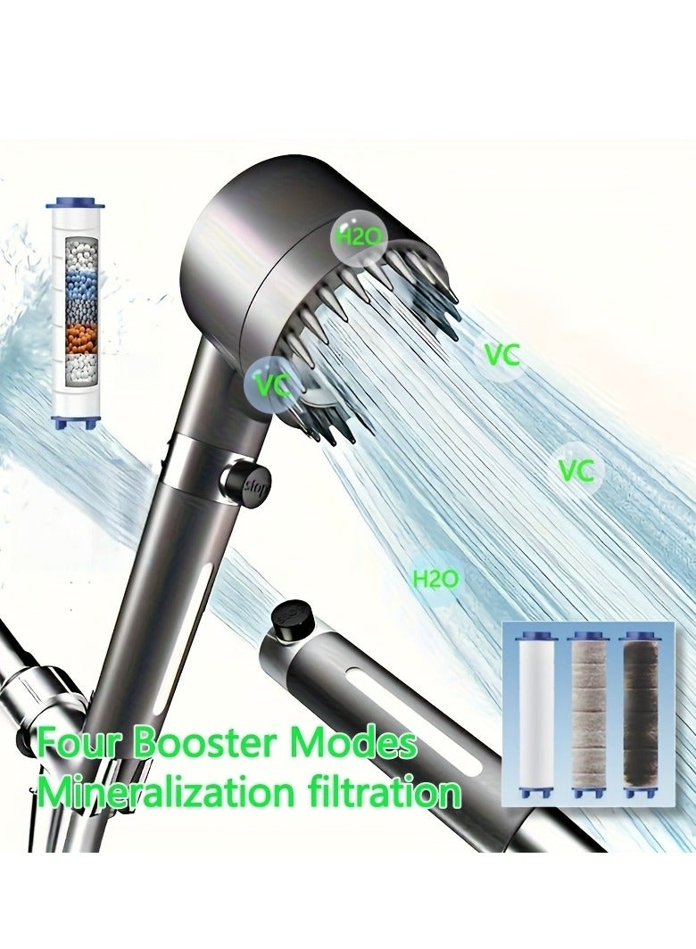 رأس دش يدوي مزود بفلتر – ضغط عالي، 3 أوضاع رش، مناسب للمياه العسرة، مفتاح تشغيل/إيقاف للاستحمام للحيوانات الأليفة - Image 1