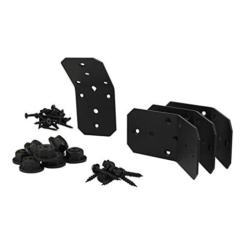 OZCO Ironwood 4" Flush Inside 45 Degree Angle Bracket, Black Powder-Coated Pre-Galvanized Steel, Decorative Wood Tie Hardware with Matching Timber Screws, 4-Pack, 51768 - Image 2