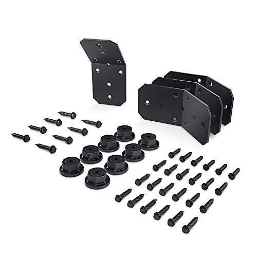 OZCO Ironwood 4" Flush Inside 45 Degree Angle Bracket, Black Powder-Coated Pre-Galvanized Steel, Decorative Wood Tie Hardware with Matching Timber Screws, 4-Pack, 51768 - Image 5