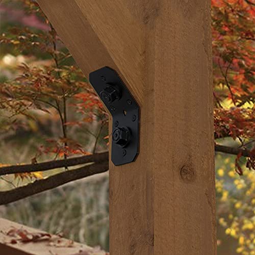 OZCO Ironwood 4" Flush Inside 45 Degree Angle Bracket, Black Powder-Coated Pre-Galvanized Steel, Decorative Wood Tie Hardware with Matching Timber Screws, 4-Pack, 51768 - Image 4