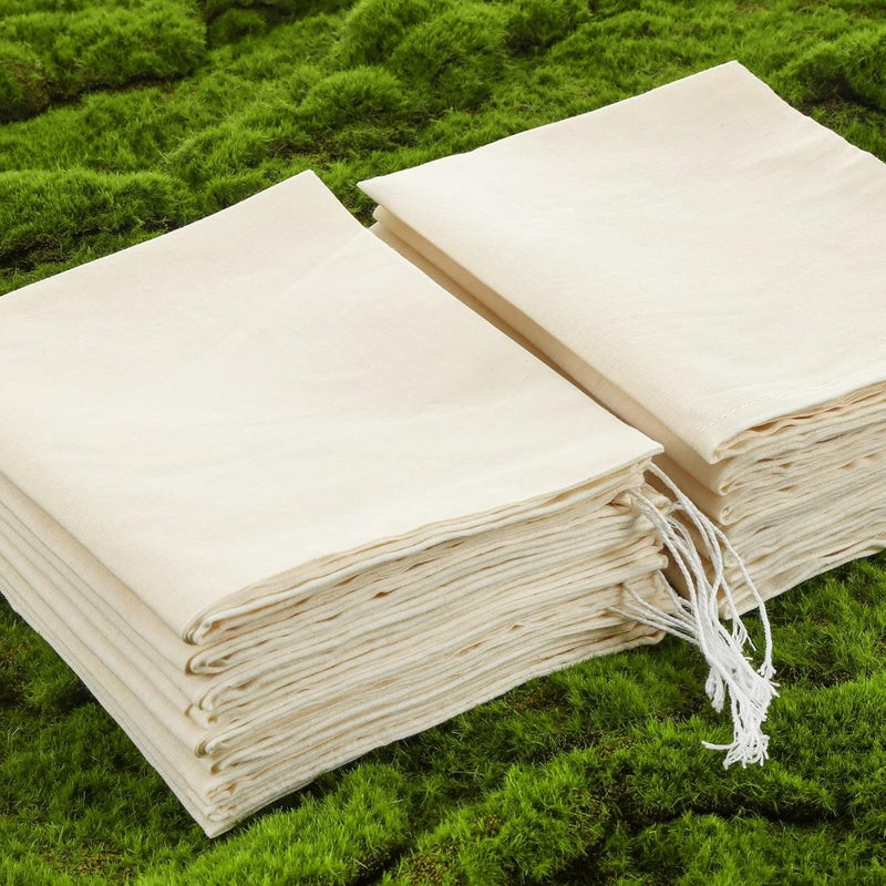 Tatuo 50 Pcs 12 x 15 Inches Cotton Bags with Drawstring Large Reusable Produce Bags Linen Empty Storage Pouches Canvas Fabric Sachet for Bread Food Storage - Image 4