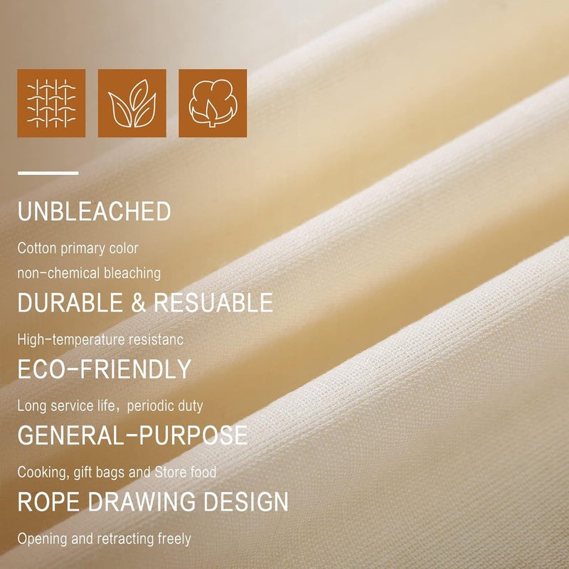 Tatuo 50 Pcs 12 x 15 Inches Cotton Bags with Drawstring Large Reusable Produce Bags Linen Empty Storage Pouches Canvas Fabric Sachet for Bread Food Storage - Image 3