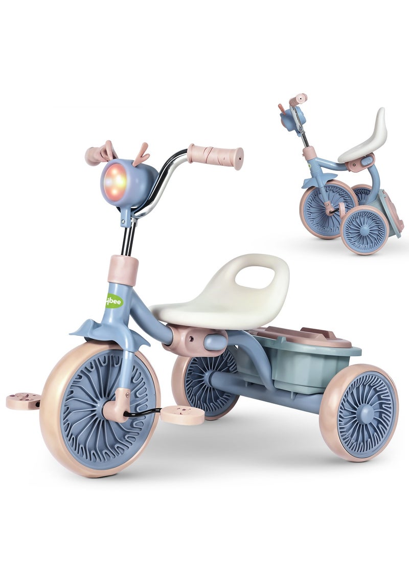 BAYBEE Triky Foldable Baby Tricycle for Kids, Baby Cycle with Light, Music, High Backrest & Rear Storage Basket | Kids Cycle Bike | Kids Tricycle Cyle for Kids 2 to 5 Years Boys Girls Blue  - Image 1