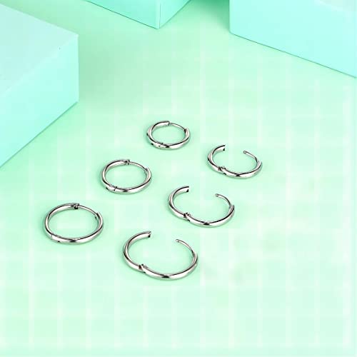 Vishoca Surgical Stainless Steel Hoop Earrings 8mm/10mm/12mm Small Huggie Hoop Earrings for Women and Men - Image 2