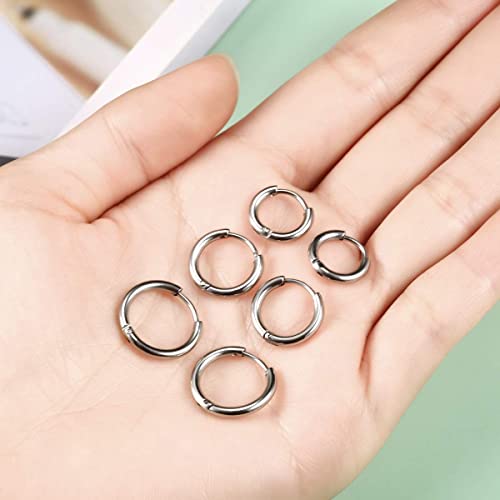 Vishoca Surgical Stainless Steel Hoop Earrings 8mm/10mm/12mm Small Huggie Hoop Earrings for Women and Men - Image 3