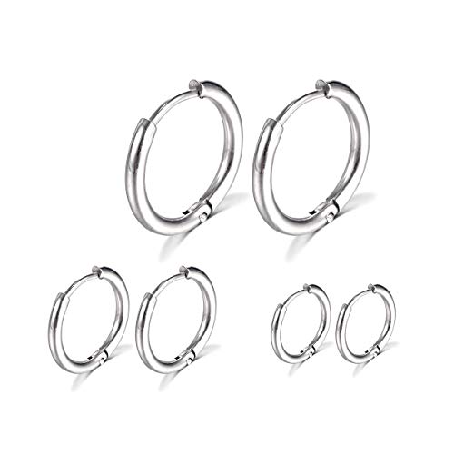 Vishoca Surgical Stainless Steel Hoop Earrings 8mm/10mm/12mm Small Huggie Hoop Earrings for Women and Men - Image 1