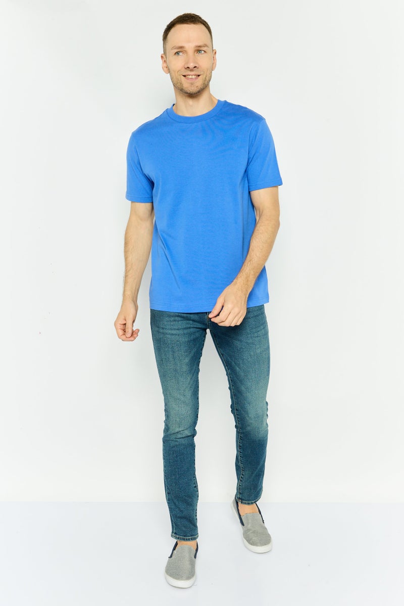 GAP Men Crew Neck Solid Short Sleeves T-shirt, Blue - Image 3