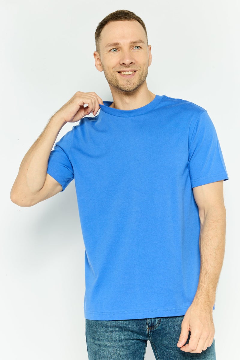 GAP Men Crew Neck Solid Short Sleeves T-shirt, Blue - Image 1