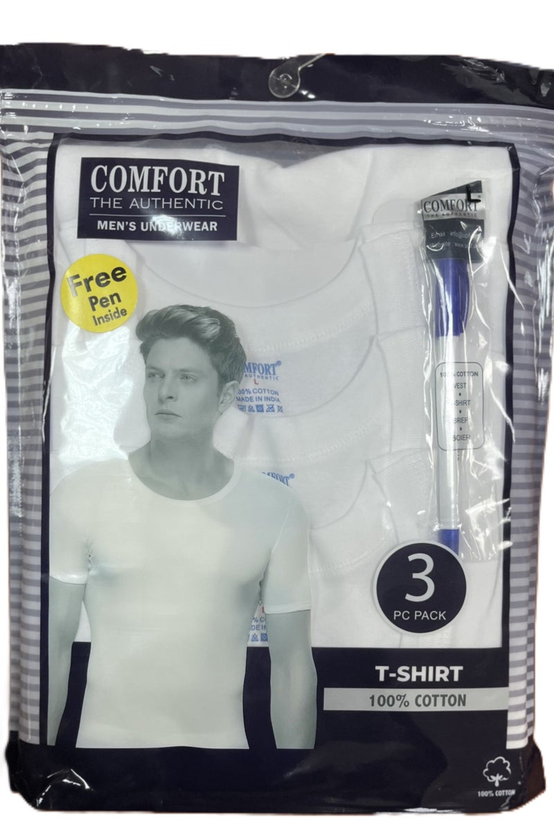 COMFORT THE AUTHENTIC قميص داخلي رجالي 3 قطع ضلع أبيض - Image 2