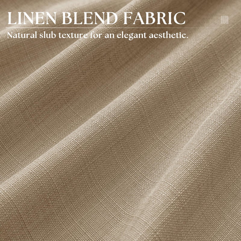 DUKIYO Dark Flax 102 Inch Linen Curtains 2 Panels Set Grommet Light Filter Burlap Linen Drapes Boho Farmhouse Semi Sheer Window Curtain 102 Inches Length Tan Brown Living Room Sliding Glass Patio Door - Image 4