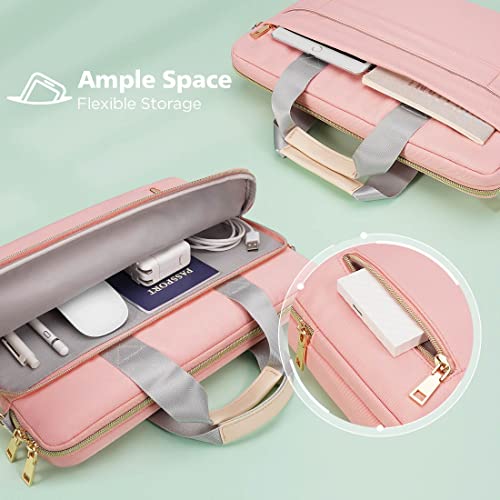 KIZUNA Laptop Bag Case 13.3 Inch Computer Shoulder Messenger Sleeve Briefcase For MacBook Air M2 13" 2022/13" MacBook Air 2017/14" Lenovo ThinkPad X1 Carbon/Yoga C740 C930/IdeaPad C340/Huawei,Pink - Image 2