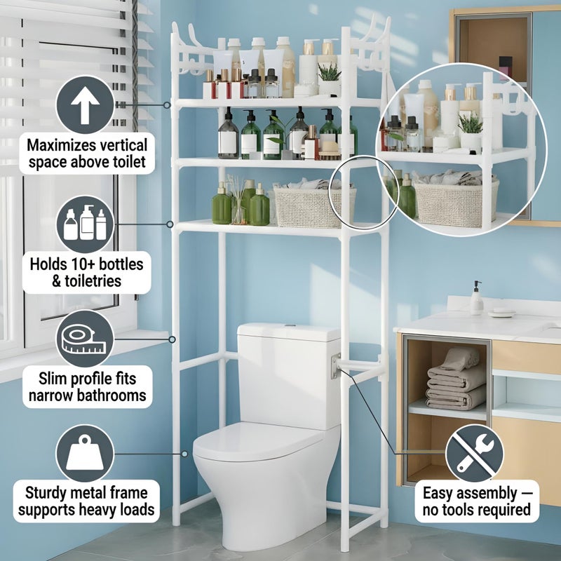 Over the Toilet Storage Rack 3-Tier - Image 3