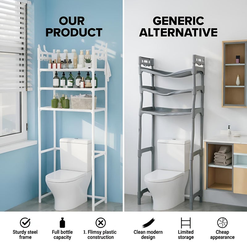 Over the Toilet Storage Rack 3-Tier - Image 5