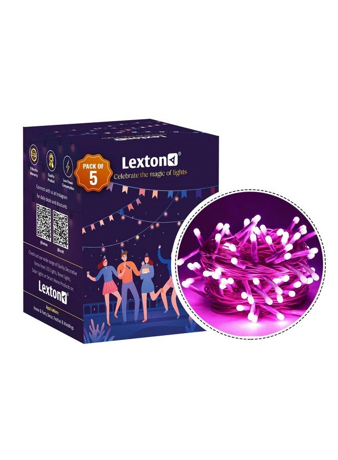 Lexton 40 LED Power Pixel Serial String/Fairy Light | Plug Sourced | Suitable for Home & Outdoor Decoration, Diwali, Christmas, Ramadan, Wedding, Party, Festival (Pack of 5, Pink) - Image 2
