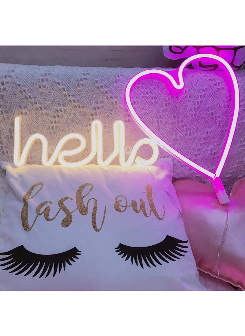 BPA - LED Hello Neon Word Sign Neon Letters Light Art Decorative Lights Marquee Signs Wall Decor for  Birthday Party Kids Room Living Room Wedding Party Supplies Warm White Hello - Image 1