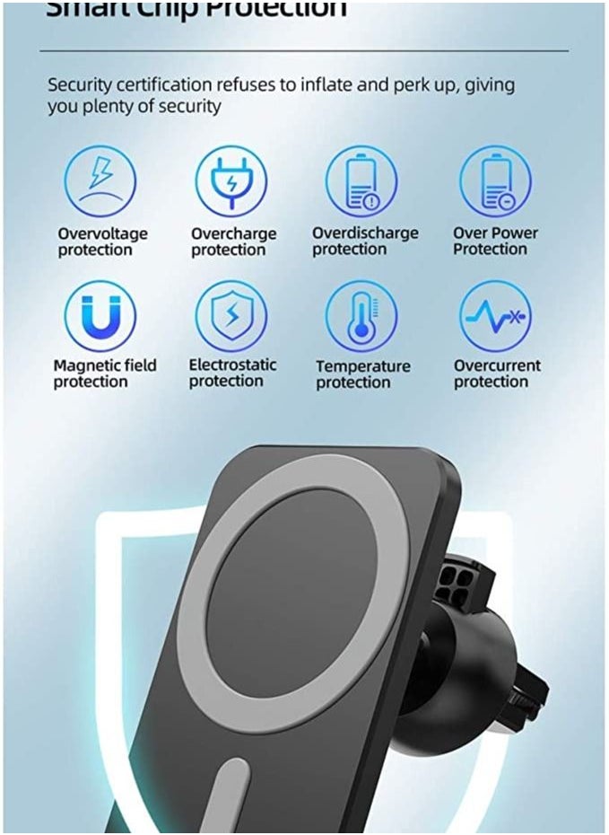 Generic - 15W Magnetic Wireless Car Charger Stand for iPhone 12 Pro Max Mini Magsafe Fast Charging Airvent Mount Adsorbable Phone Holder - Image 1