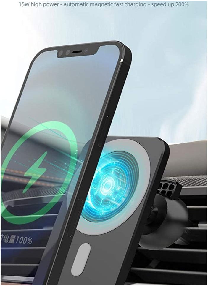 Generic - 15W Magnetic Wireless Car Charger Stand for iPhone 12 Pro Max Mini Magsafe Fast Charging Airvent Mount Adsorbable Phone Holder - Image 1