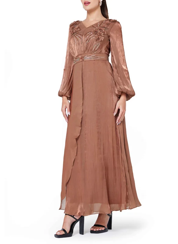 امري Embroidered wrap over dress